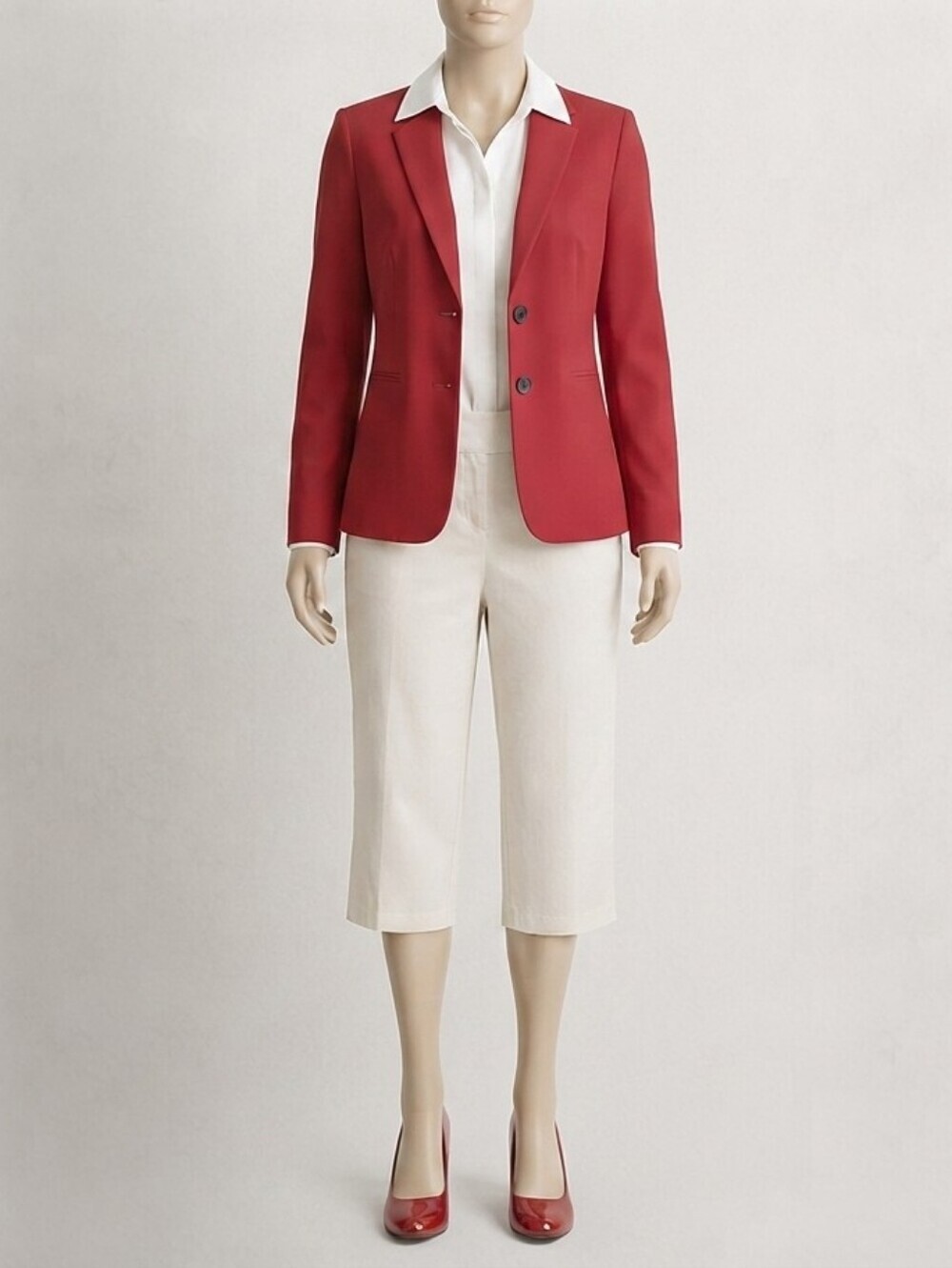 AB Studio Off White Cropped Dress Pants Women’s Size 6 Cotton Blend Regular Fit